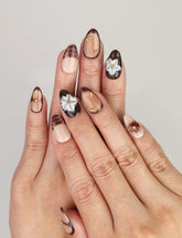 Brown Black Retro Floral Rivet